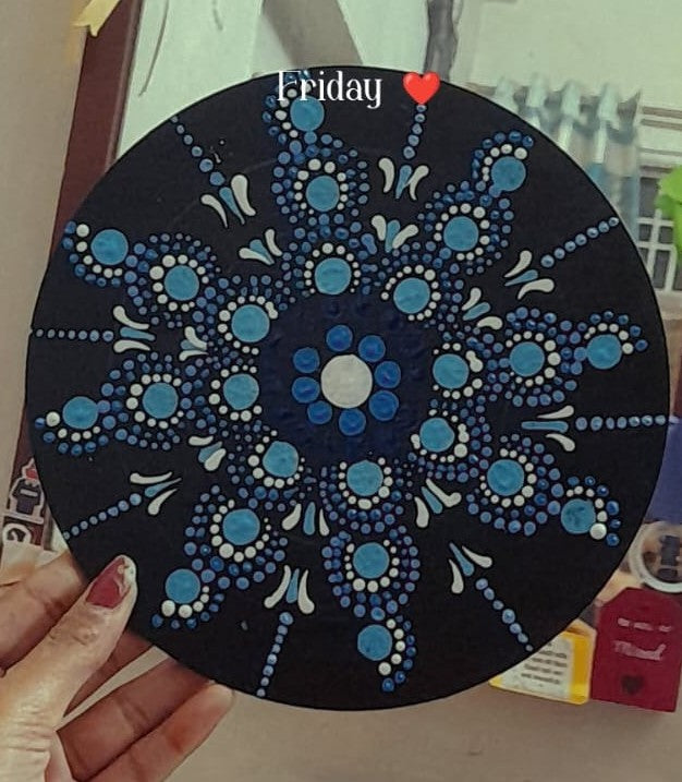 Handmade Blue Mandala Art – Decorative Wall Plate