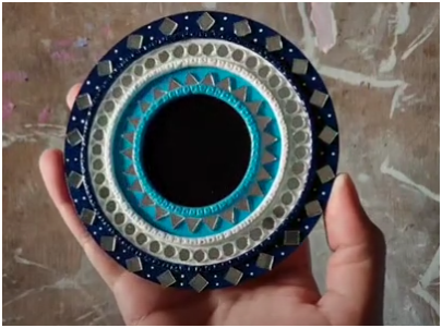 Handmade Lipan Art Round Wall Mirror | Traditional Indian Mud Art Decor